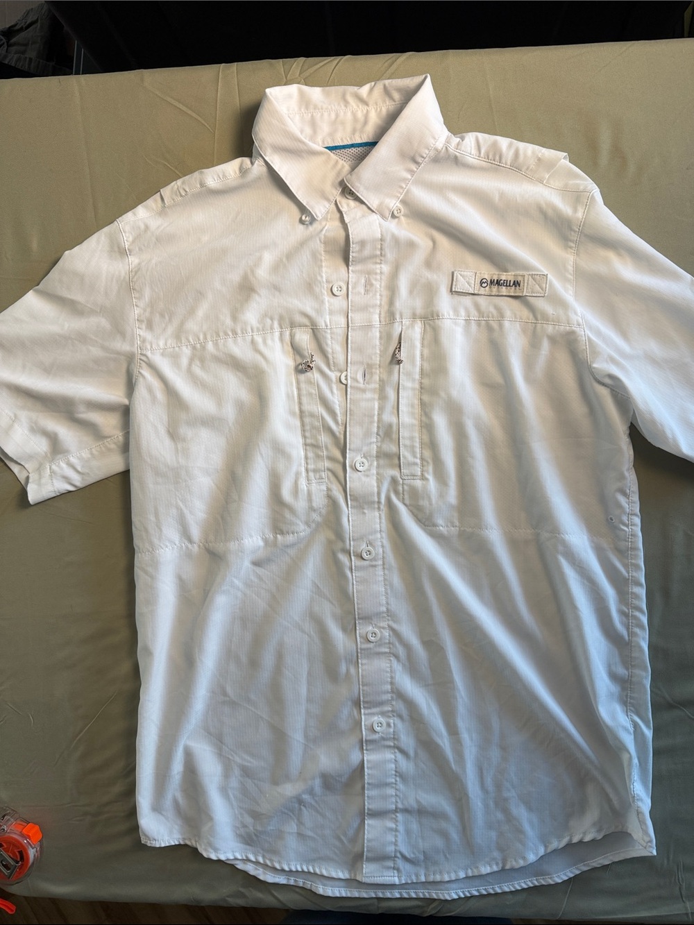 Magellan Outdoors Men’s White Short-Sleeve Button-Down Shirt